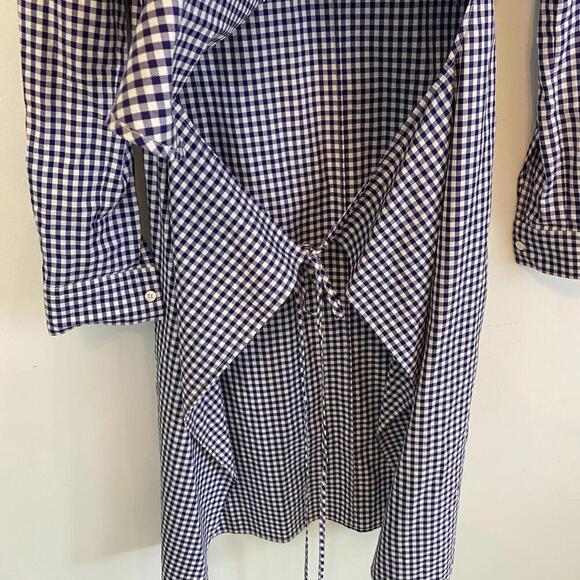 ROSETTA GETTY blue and white checkered drape blouse sz 8 - Picture 8 of 8